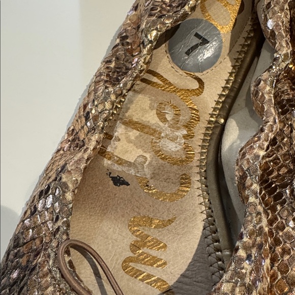 Sam Edelman gold Metallic Snake Print Ballet Flats - Picture 4 of 11